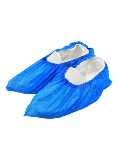 Buy 100-Piece Waterproof Disposable Shoe Covers Blue in UAE