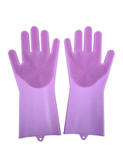 Buy Silicone Dish Washing Gloves Purple 16x14x12centimeter in UAE