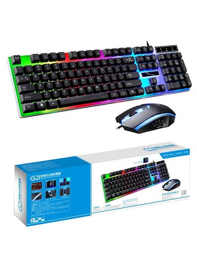 Buy LED Gaming Keyboard With Mouse Set Black in UAE