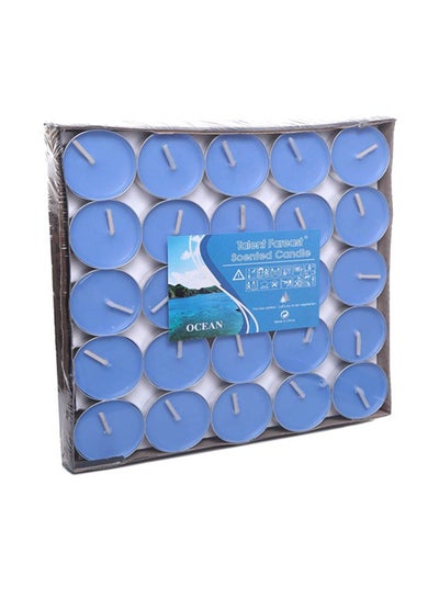 Buy 50-Piece Tea Light Scented Candle Set Blue 7x7inch in UAE