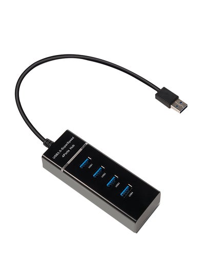 Buy 4-Port Portable USB 3.0 Hub With Splitter Adapter Cable Black in UAE