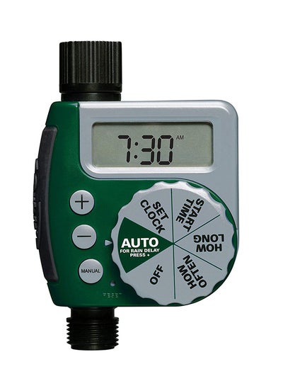 Buy Single Outlet Programmable Hose Faucet Timer Green/Grey 6.7 x 3.1 x 10.2inch in UAE