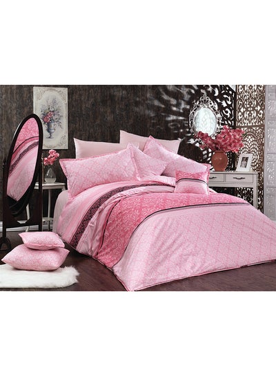 Buy 4-Piece Duvet Set Cotton Pink 240x190centimeter in Saudi Arabia