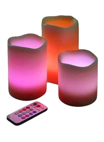 Buy 3-Piece LED Candle With Remote Purple/Orange in Egypt