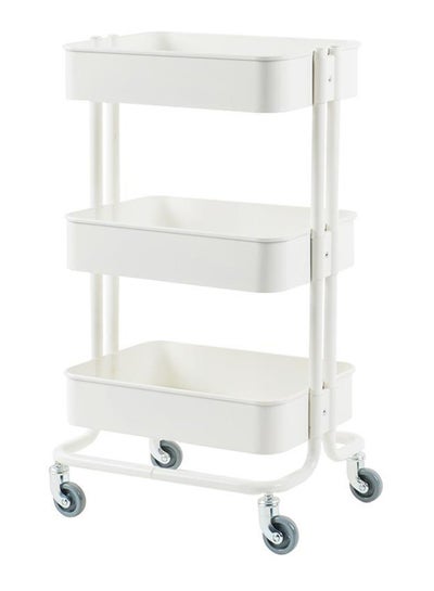 Buy 3-Tier Utility Cart Storage Rack With Wheels White 45x36x76cm in UAE