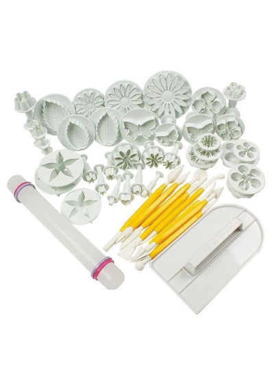 Buy 46-Piece Sugar Cake Mold With Tools Set Pink/White/Yellow 16.3 x 11centimeter in Saudi Arabia