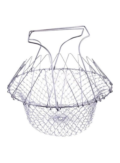 Buy Stainless Steel Folding Frying Basket Silver 23x23centimeter in UAE