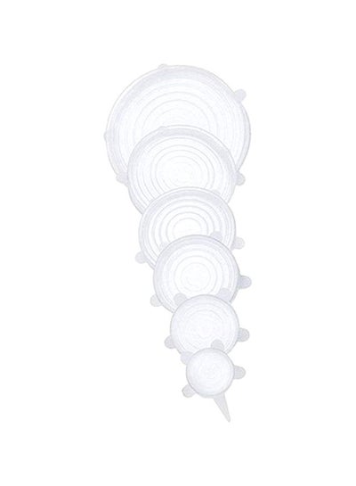 Buy 6-Piece Silicone Stretch Lids Set White in Egypt