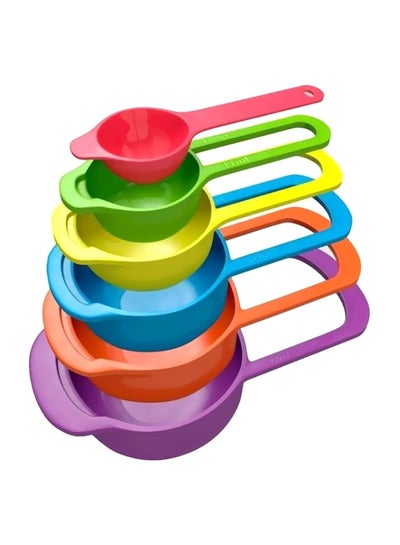 Buy 6-Piece Stackable Measuring Cups And Spoons SetMulticolor in Egypt