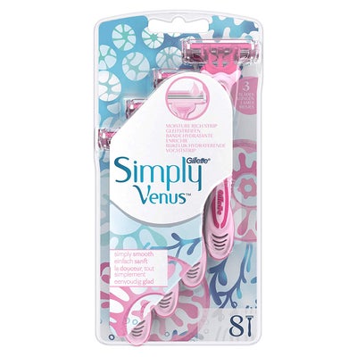 Buy 8-piece Simply Venus Disposable Razor Pink in Saudi Arabia