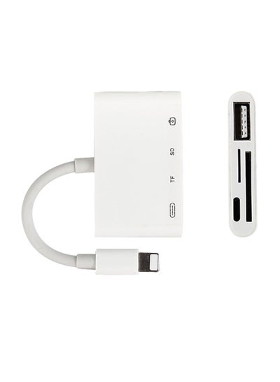Buy 4-In-1 Lightning To USB Connection Kit For iPhone & iPad, Portable Memory Card Reader` White in UAE