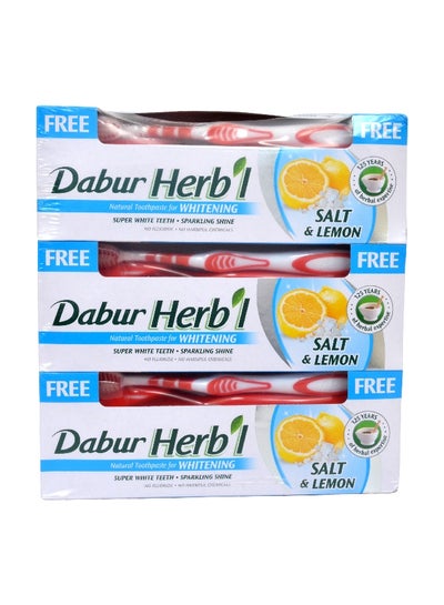 Buy 3-Piece Salt And Lemon Toothpaste Set Herbal Salt Lemon in UAE