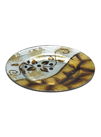 اشتري Glass Round Plate بني/فضي 15 سنتيمتر في السعودية