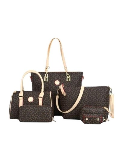 Buy 6-Piece Handbag Set Brown/Beige in Saudi Arabia