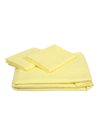 Buy 3-Piece Solid Pattern Bed Sheet Set Yellow in Egypt