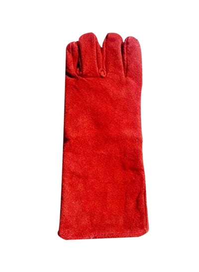 Buy Pair Of 12 Welding Leather Gloves Red in UAE