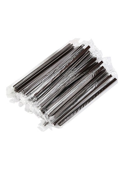 Buy 100-Piece Plastic Drinking Straw Black in UAE