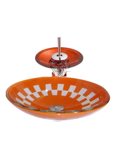 Buy Decorative Wash Basin With Mixer Brown/White/Copper in Egypt