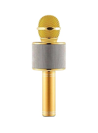 Buy Wireless Handheld Bluetooth Karaoke Microphone With USB KTV Player WS-858 Gold/Silver in Saudi Arabia