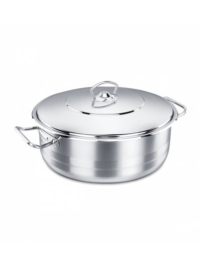 Buy Sturdy And Durable Exclusive Shaped Cool Touch Handle Low Casserole With Lid Silver 45Liters in Saudi Arabia