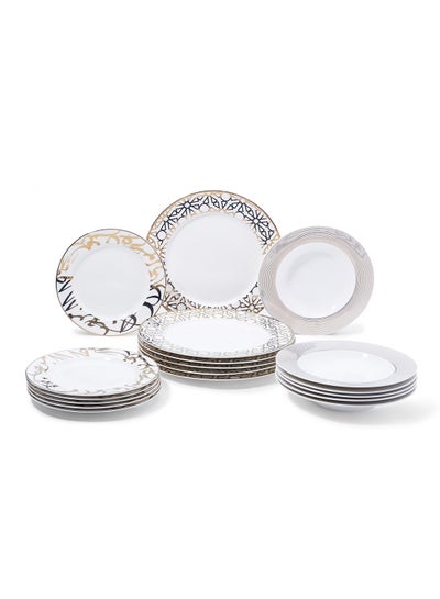 Buy 18 Pieces Porcelain DinnerSet Kan Ya Makan White 10.5inch in Saudi Arabia