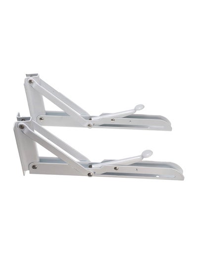 Buy 2-Piece Triangular Folding Shelf  Brackets Silver 0.9kg in Egypt