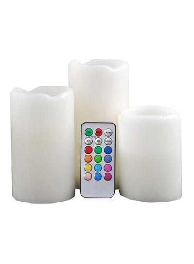 اشتري 3-Piece Wireless LED Flameless Candle Set أبيض في السعودية