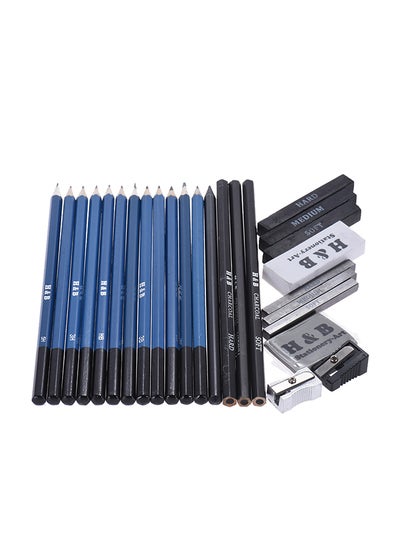 Buy 26-Piece Professional Drawing Sketch Pencil Kit Blue/Black in UAE