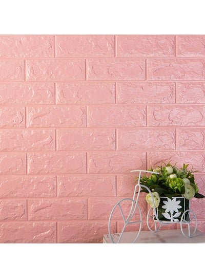 Buy 3D Bricks Pattern Wall Sticker Pink in Saudi Arabia