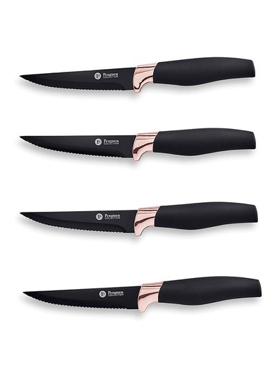 Buy 4-Piece Aria Steak Knife Set Gold/Black 4.5inch in Saudi Arabia