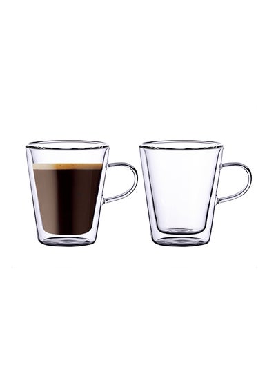 Buy 2-Piece Double Wall Glass Tumbler Clear 100ml in UAE
