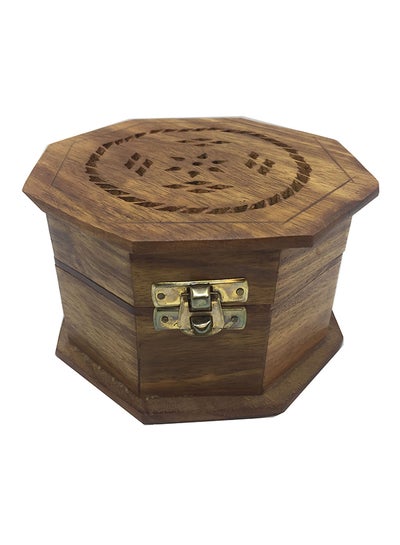 Buy Wooden Hexagon Shape Incense Burner Brown 7.5X13cm in UAE