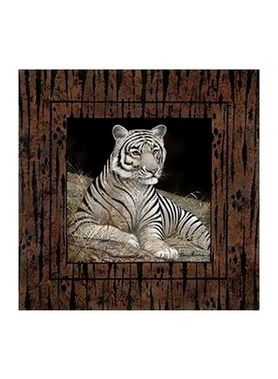 Buy White Tiger Printed Decorative Wall Art Brown/Black/White 50x50cm in Egypt