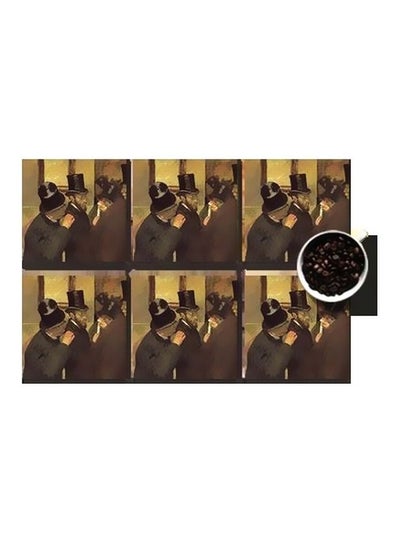 Buy 6-Piece Printed Coaster Set Multicolour 7x7cm in Egypt