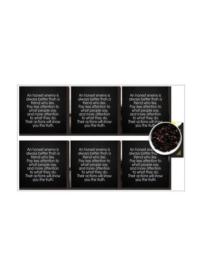 Buy 6-Piece Printed Coaster Set Black 7x7cm in Egypt