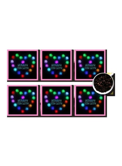 Buy 6-Piece Printed Coaster Set Multicolour 7x7cm in Egypt