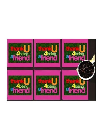 Buy 6-Piece Printed Coaster Set Multicolour 7x7cm in Egypt