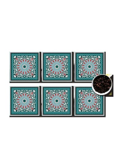 Buy 6-Piece Printed Coaster Set Multicolour 7x7cm in Egypt