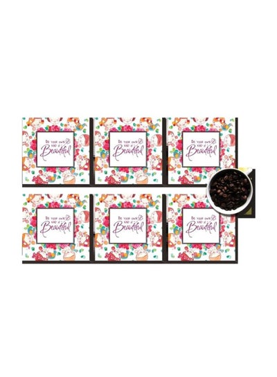 Buy 6-Piece Printed Coaster Set Multicolour 7x7cm in Egypt