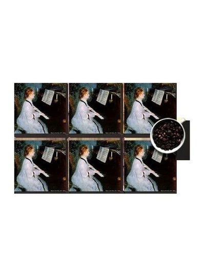 Buy 6-Piece Printed Coaster Set Multicolour 7x7cm in Egypt