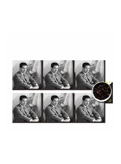 Buy 6-Piece Printed Coaster Set Black/Gold 7x7cm in Egypt