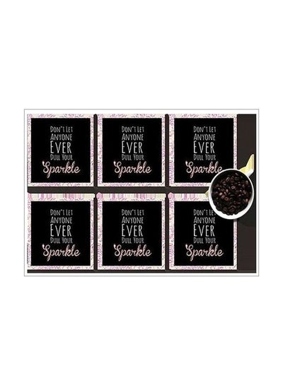 Buy 6-Piece Printed Coaster Set Black 7x7cm in Egypt