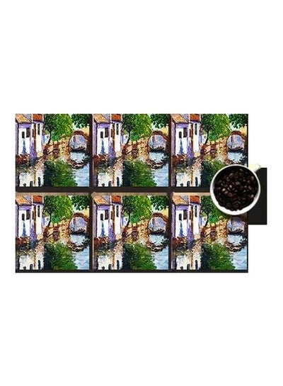 Buy 6-Piece Printed Coaster Set Multicolour 7x7cm in Egypt