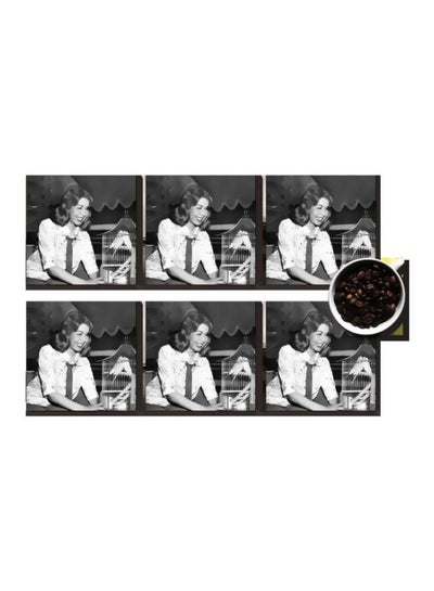 Buy 6-Piece Printed Coaster Set Multicolour 7x7cm in Egypt