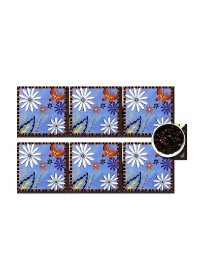 Buy 6-Piece Printed Coaster Set Multicolour 7x7cm in Egypt