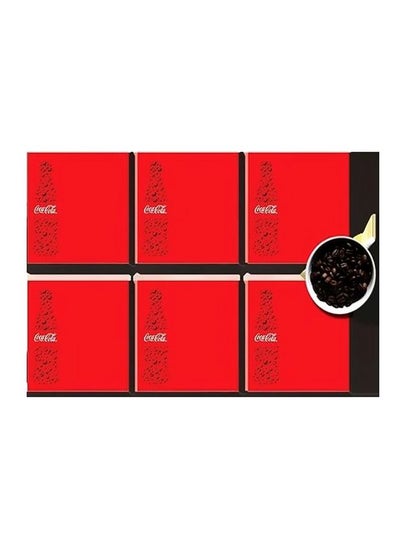 Buy 6-Piece Coaster Set Red/Black 7x7cm in Egypt