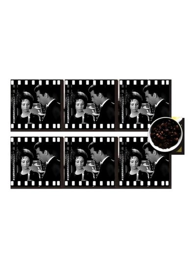 Buy 6-Piece Decorative Coasters Black/White 7x7cm in Egypt