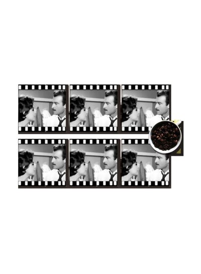 Buy 6-Piece Decorative Coaster Set Black/White 7x7cm in Egypt