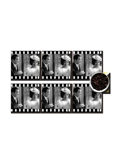 Buy 6-Piece Decorative Coaster Set Black/White 7x7cm in Egypt