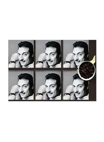 Buy 6-Piece Printed Coaster Set Black/Grey 7x7cm in Egypt